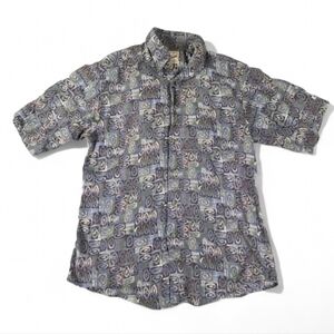 💜$5 💜 WOOLRICH Vintage Cotton Aztec Patterned Button-Up Shirt Size Large